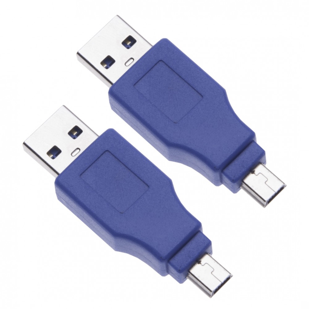 2 Pieces Simple 3.0 USB Male to USB Mini Male Adapter for PC, Laptops, Controllers, Printers, Digital Cameras a