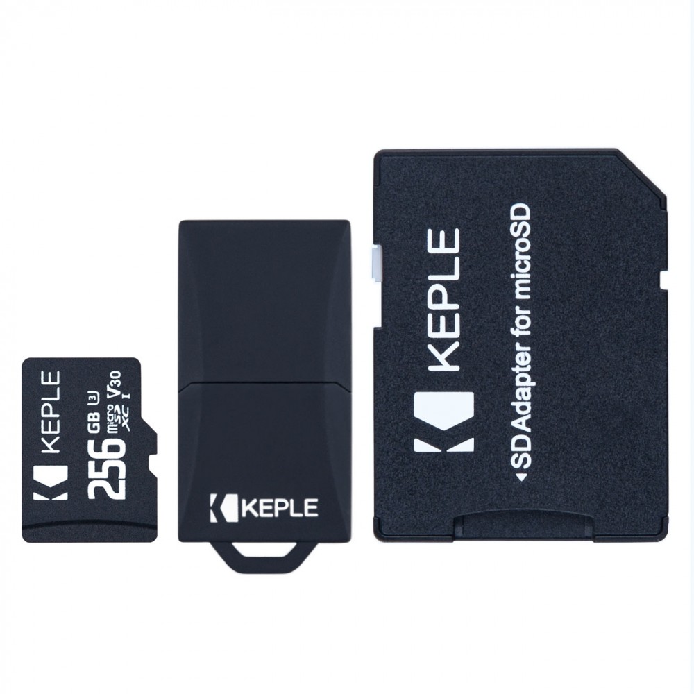 256GB Micro SD Memory Card by Keple | MicroSD Class 10 For HD Videos and Photos | 256 GB SDHC UHS-III U3 (USB and SD Adapter Included)