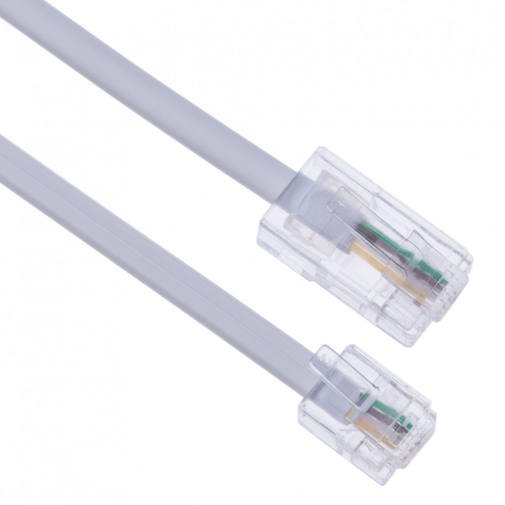 1m RJ11 to RJ45 Cable Ethernet Modem Data Telephone ASDL Patch Lead Broadband High Speed BT Internet Plug 6P4C to 8P8C Flat Network Extension Cord Compatible with Modem, Router, Landline Wire (White)