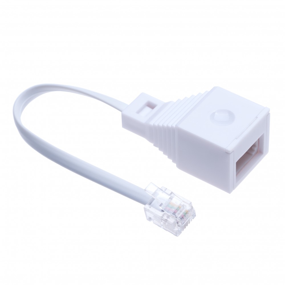 BT Telephone Socket Adapter UK to US | British Telecom Female Jacks to RJ11 4 Wire Male Plug | Cable Adapter Landline Port Converter Extender FAX Modem Corded Cordless Phone SKY | 10 cm 6P4C | White