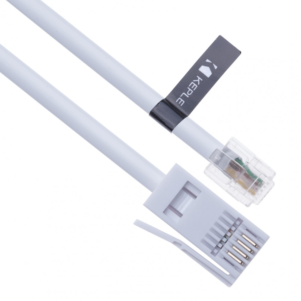 BT Phone Line Plug to RJ11 Crossover Telephone Cable Extension | Lead Cord for Modem FAX SKY box Virgin Hub | British UK BT Socket 4 Wire | White – 2m