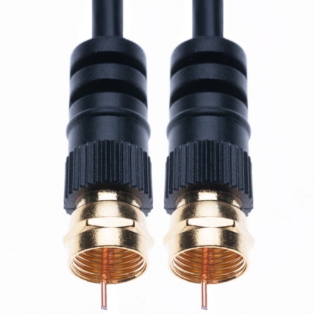 Coaxial Aerial Cable with Male F-F Pin Connectors for TV Satellite Sat Freesat Sky Virgin BT HDTV DVB DVD Radio – 10 m Black