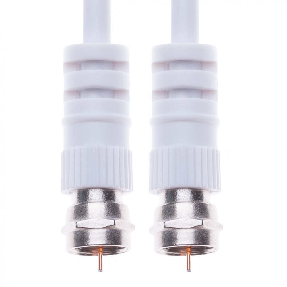 Coaxial Aerial Cable with Male F-F Pin Connectors for TV Satellite Sat Freesat Sky Virgin BT HDTV DVB DVD Radio – 0.5 m White