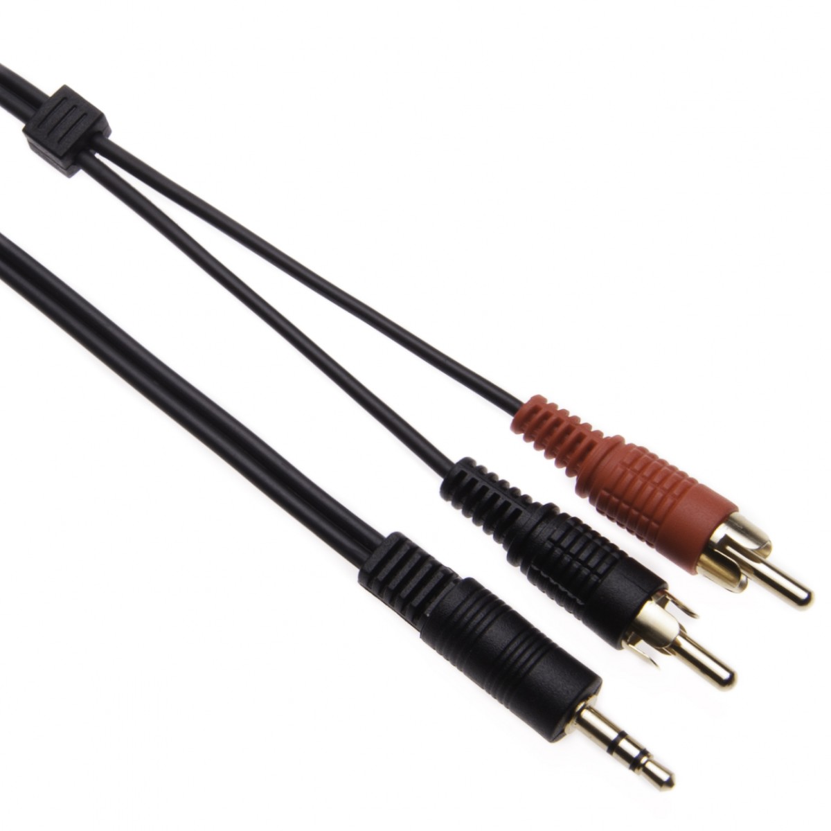 FYL 10 FT 3.5 mm Aux Cable Plug to 2-RCA L R Jacks Gold Plated Audio Auxiliary Black 