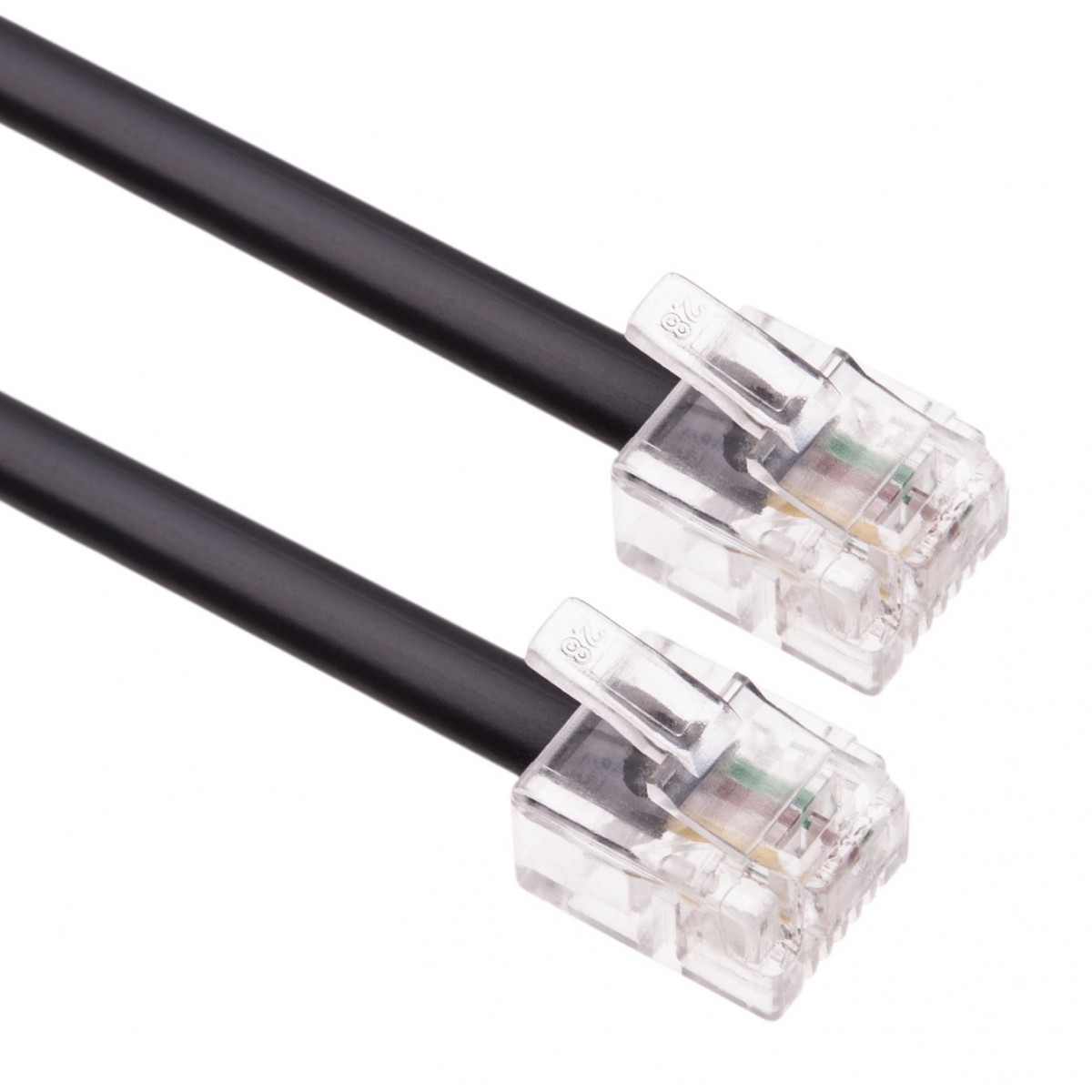 Available in 1m, 2m, 3m, 5m, 10m, 15m, 20m 15m Broadband Data 4 wire Flat Cable Lead MainCore 15m long White RJ11 to RJ45 / ADSL Modem