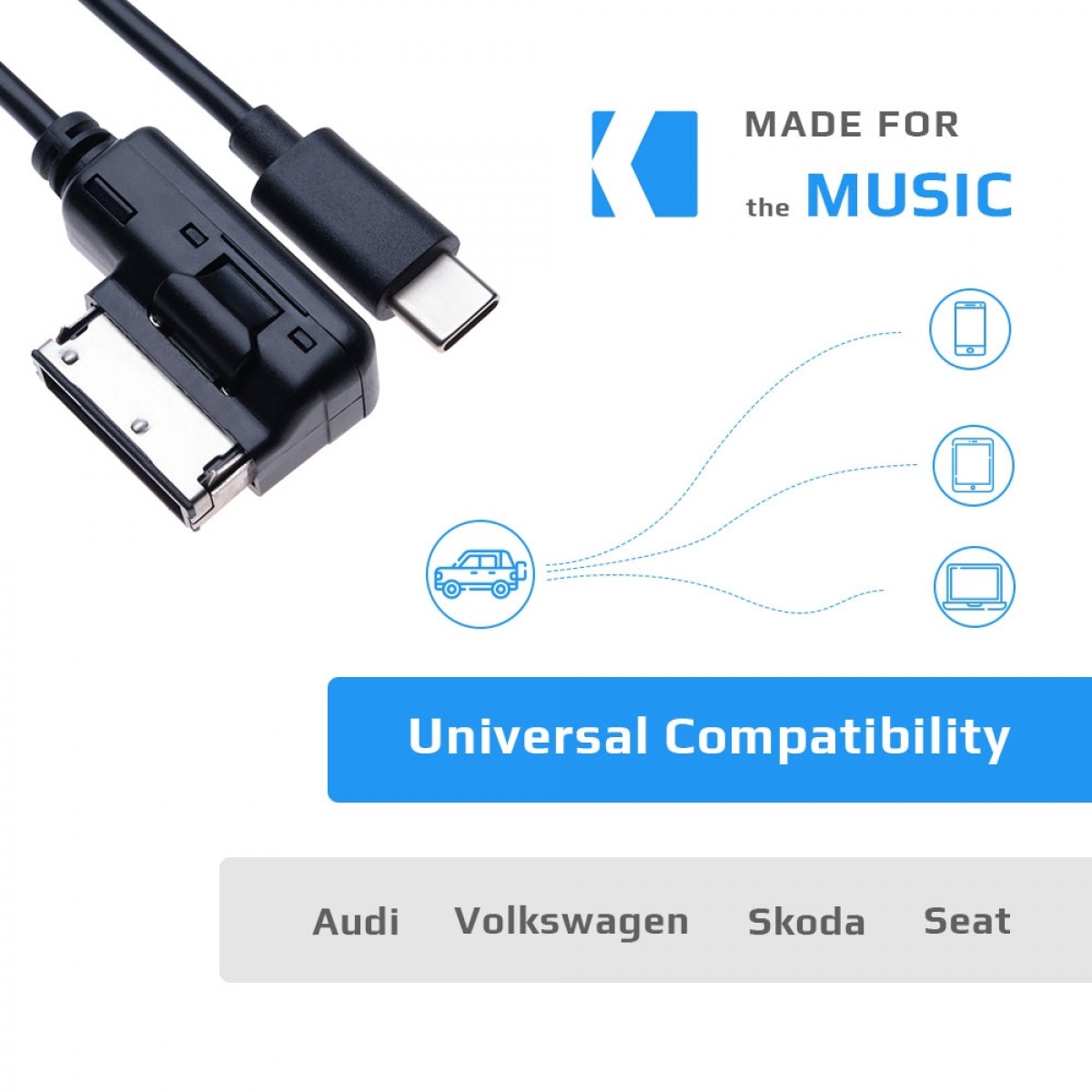 chelink Ami MMI USB-Anschluss Audio-Kabel für Audi A3 A4 S4 A6 S6 A8 Q5 Q7 R8 TT Volkswagen Jetta GTI GLI Passat CC Tiguan Touareg EOS 