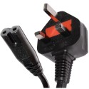 Power Cord UK Plug to Figure 8 Lead for LED TVs Printers Cable C7 2m
