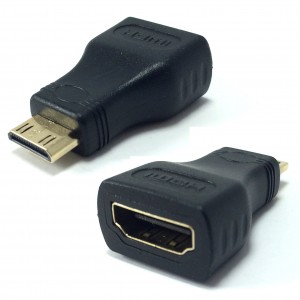 Mini HDMI (Type C) to Standard Female HDMI (Type A) Adapter Converter for Connecting Sony DSLR-A330 Camera to TV, HDTV, LCD, Plasma, Monitor with HDMI Port