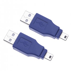 2 Pieces 2.0 USB Male to USB Mini 5 Pin Adapter for PC, Laptops, Controllers, Printers, Digital Cameras