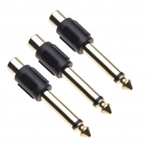 3 Pack 6.35mm Mono to RCA Phono Audio Adapter 1/4" Male Plug to 1 Female RCA Socket  Gold plated Converter