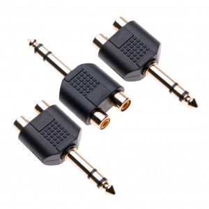 3 Pack 6.35mm to 2x RCA Adapter TRS Stereo Jack Male to Double Phono Connector 1/4 Inch Headphone Port to Two Phonos, Gold Plated Audio Y Splitter