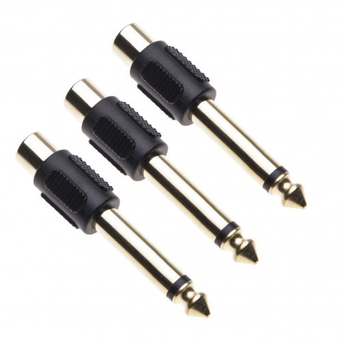 3 Pack 6.35mm Mono to RCA Phono Audio Adapter 1/4 Male Plug to 1 Female RCA Socket  Gold plated Converter  a