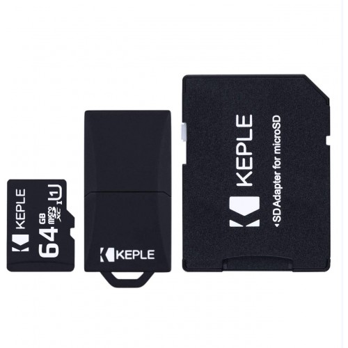 64GB Micro SD Memory Card by Keple | MicroSD Class 10 For HD Videos and Photos | 64 GB SDHC UHS-1 U1 (USB and SD Adapter Included)