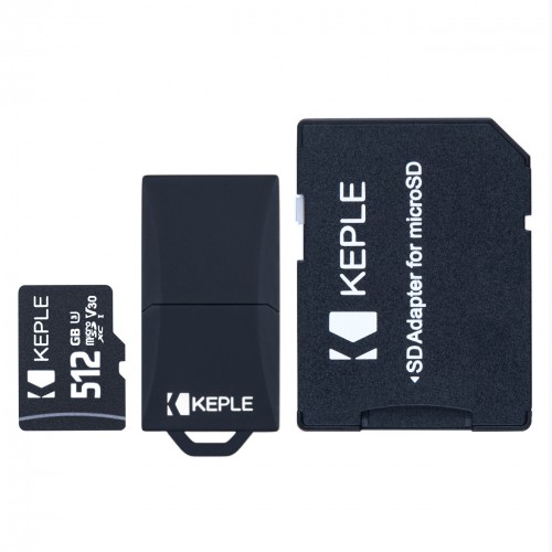 512GB Micro SD Memory Card by Keple | MicroSD Class 10 For HD Videos and Photos | 512 GB SDHC UHS-I U3 (USB and SD Adapter Included)