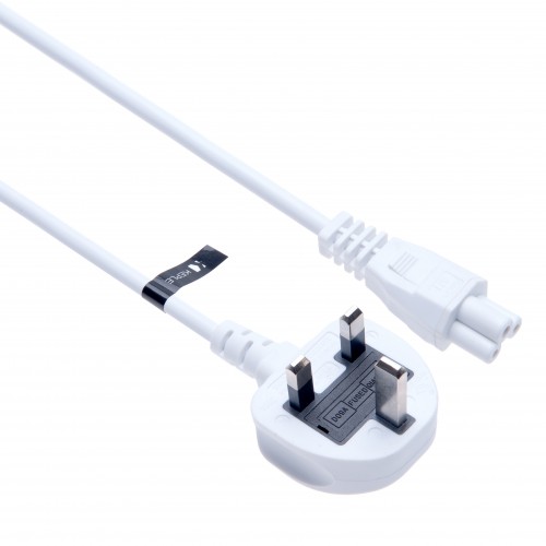 UK Mains Lead AC 3 Pin Wall Power Cord C5 Cloverleaf Cable Compatible with HP Acer Lenovo Sony, Dell Inspiron 5000 Inspiron 3900 Inspiron 7500, Samsung Chromebook, LG TV 49LF5500 60LF6300 | 5m White