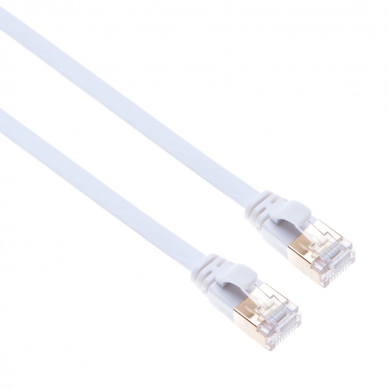 Long Flat Ethernet Cable Cat 7 Gigabit LAN Network Switch RJ45 Patch 10Gbps 600Mhz Cord for Keystone Wall Faceplates, Network Sockets, Hubs, Printers | Fast Networking Cat7 Wire STP | 10m White