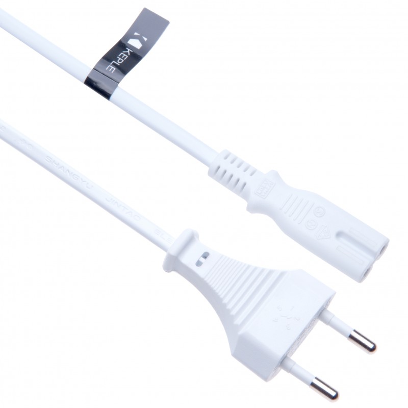 2 Pin Mains Power Lead Fig Figure 8 Cable Compatible with Epson Stylus SX235W DX6000 DX6050 XP600 XP605 XP605 XP700| EU Wall Cord (2m / 6.6ft White)