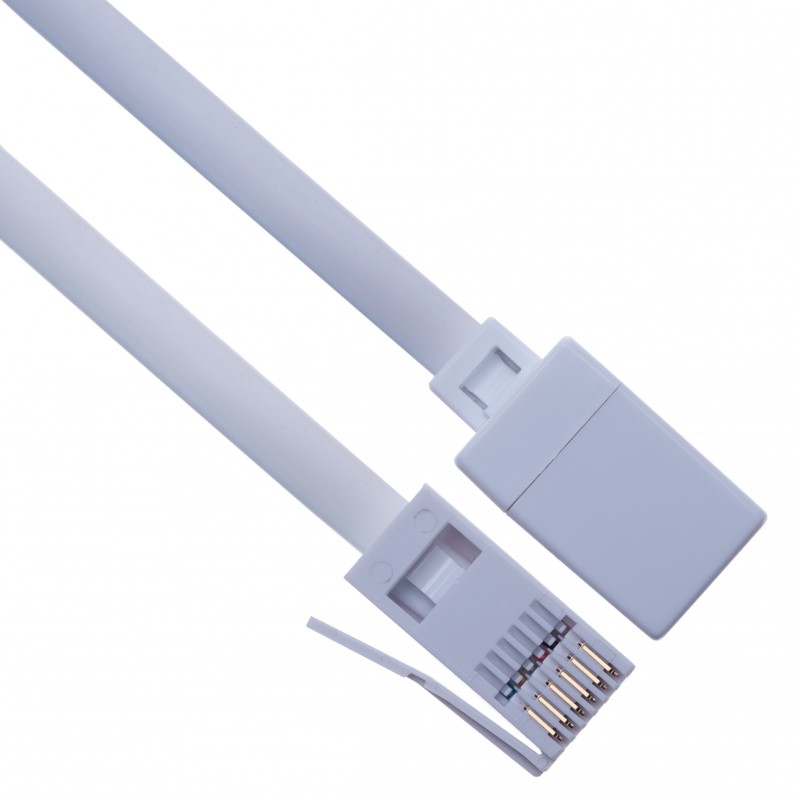 BT Telephone Extension Cable Lead 15m Full 6 Wire Male Plug to Female Socket for Office & Home Broadband Cord Compatible with Telephone / Fax / Modem (White)