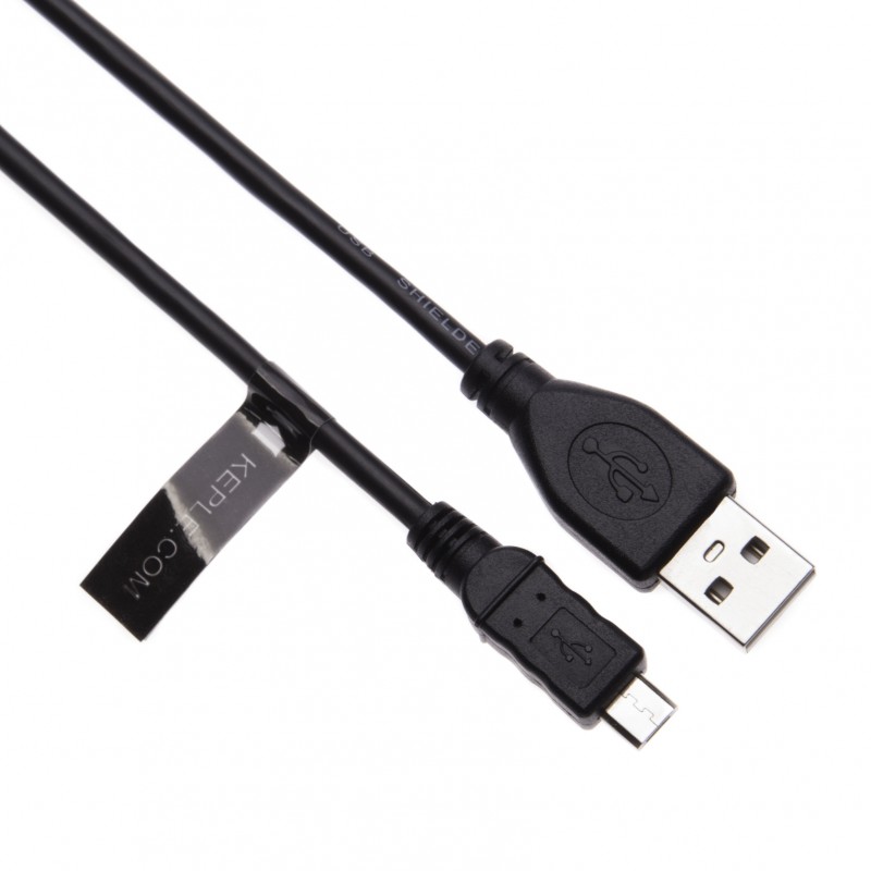 USB 2.0 Digital Cable AM/Micro B 5pin, 28/24AWG-CU, OD4.2 2.0A, Black - 0.5m