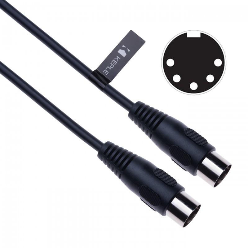 MIDI Cable 5-Pin DIN Jack Plug Male to Male Audio Lead for MIDI Controller Synthesizer Piano Keyboard Sequencer Electronic drums Drum machine Effect Processor Sampler Multi-Effect Pedal - 1m