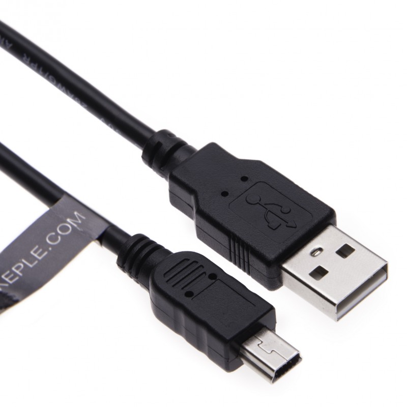 USB 2.0 Digital Cable AM/Mini B 5pin, 28/24AWG-CU, OD4.2 2.0A, Black - 3m