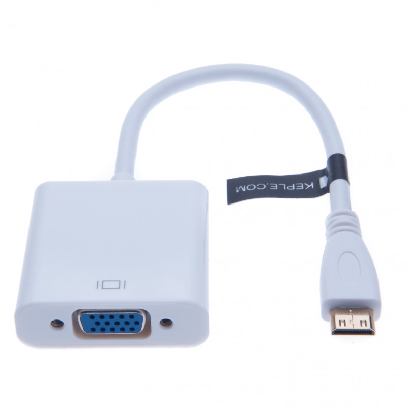 Mini HDMI to VGA Adapter Converter for Desktop, Laptop, Notebook (White)