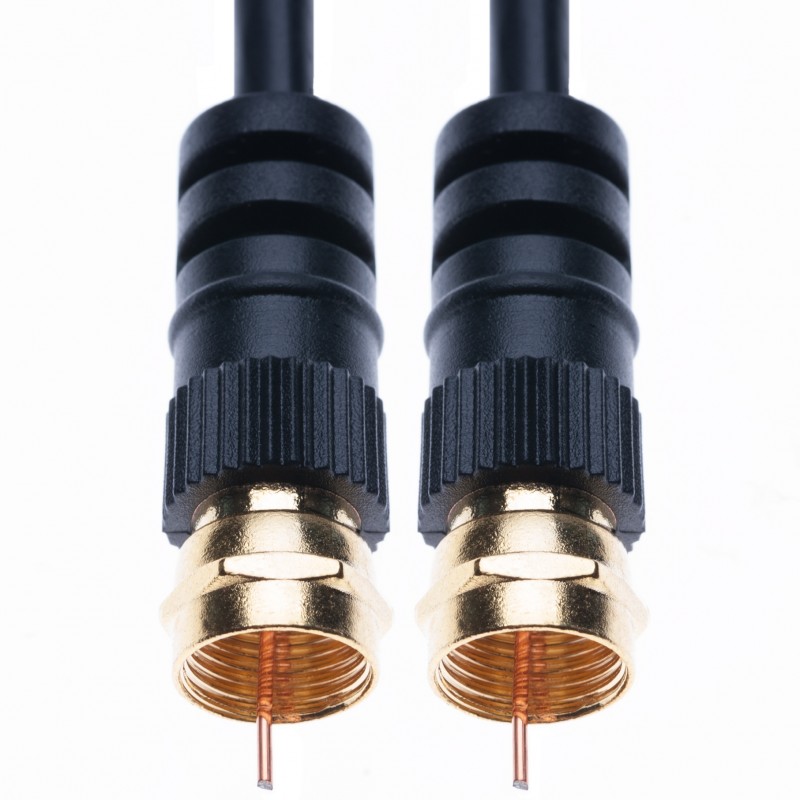 Coaxial Aerial Cable with Male F-F Pin Connectors for TV Satellite Sat Freesat Sky Virgin BT HDTV DVB DVD Radio – 2 m Black