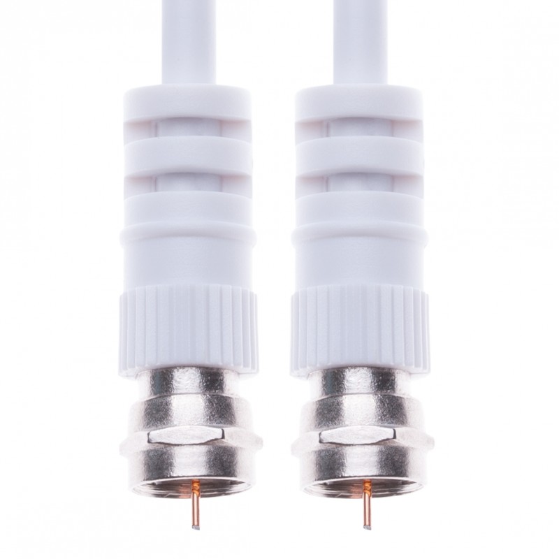 Coaxial Aerial Cable with Male F-F Pin Connectors for TV Satellite Sat Freesat Sky Virgin BT HDTV DVB DVD Radio – 1 m White